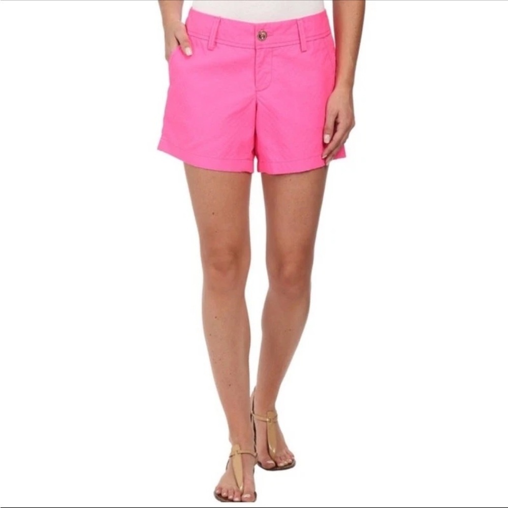 Lilly Pulitzer Textured Hot Pink Callahan Shorts Size 2 Chino Preppy